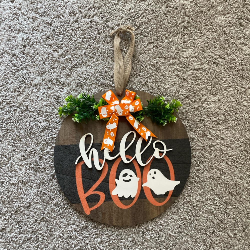 Cute Halloween Ghost Decor Welcome Wood Wreath - *NEW*